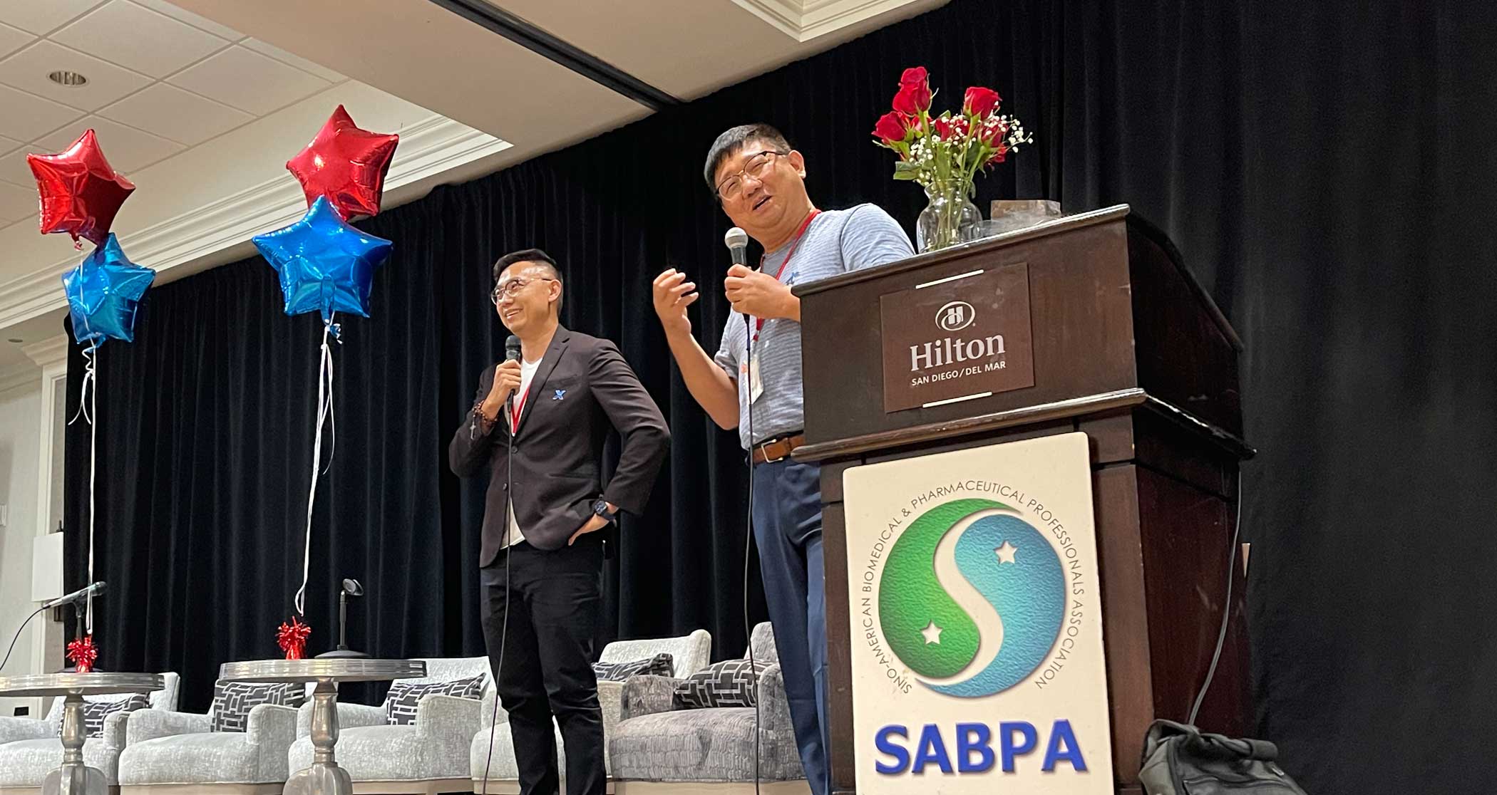 CEO & Founder of CorDx, Jeff Li at SABPA's event discussing innovation in biotechnology.